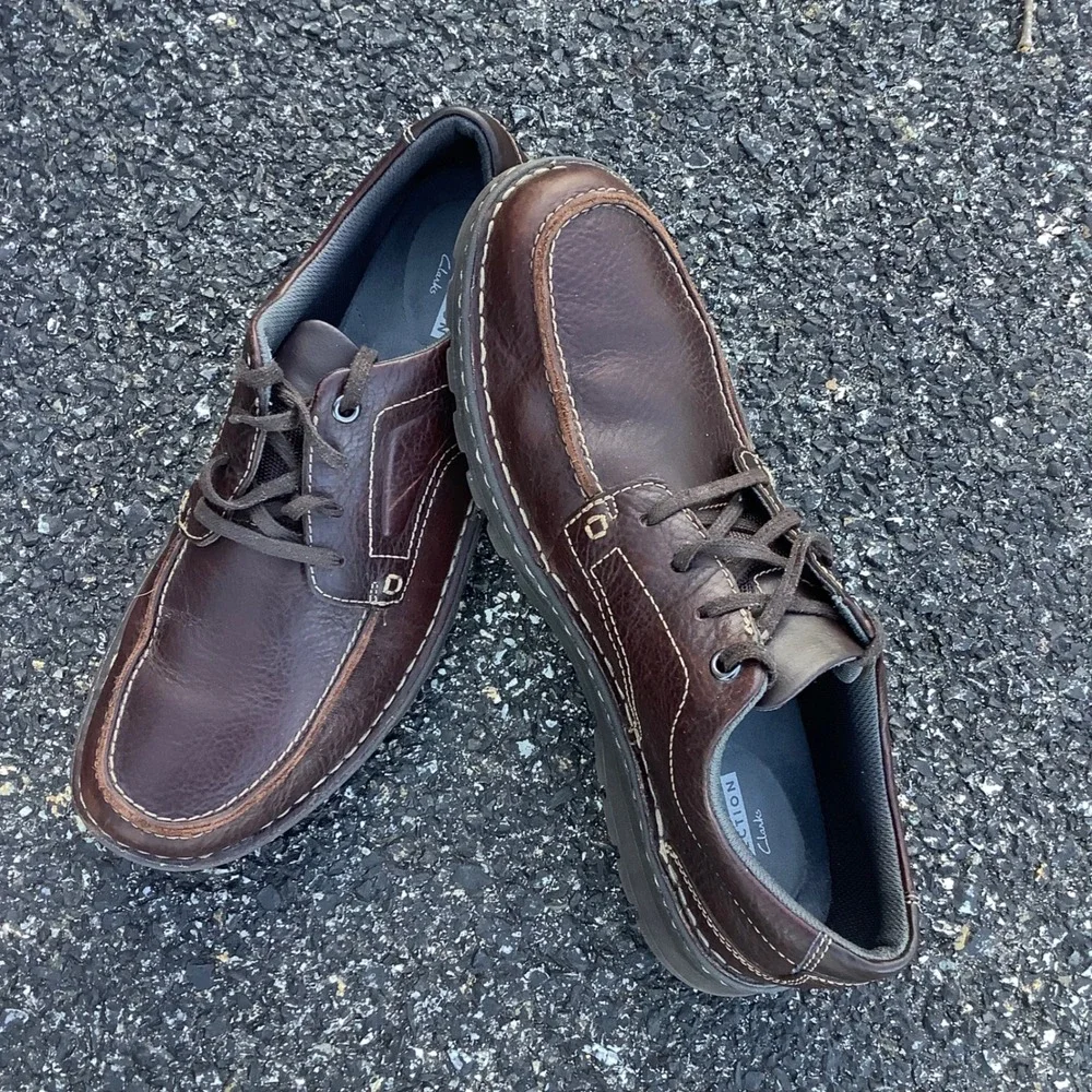 Clarks Collection Tilden Free Men 12 Brown Leather Moc Toe Oxford Shoes 26130644